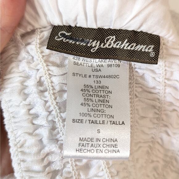 Tommy Bahama White & Blue Strapless Nautical Linen Blend Maxi Dress Size Small - Picture 6 of 10